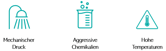 Einwirkungen auf das Tray beim Waschprozess