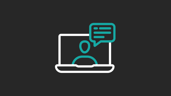 Illustration mit Person, die im Webinar spricht