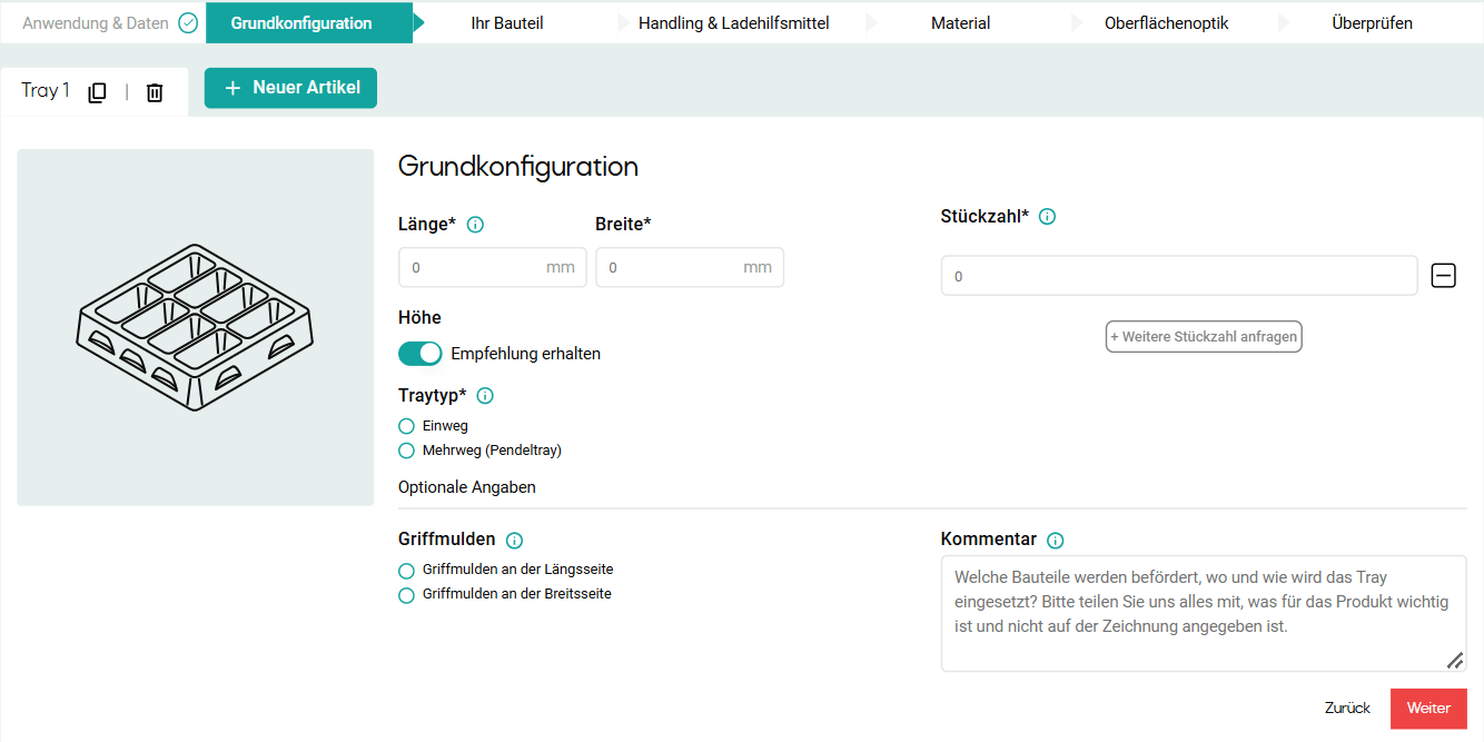 Ansicht des zweiten Schritts beim neuen formary Konfigurator