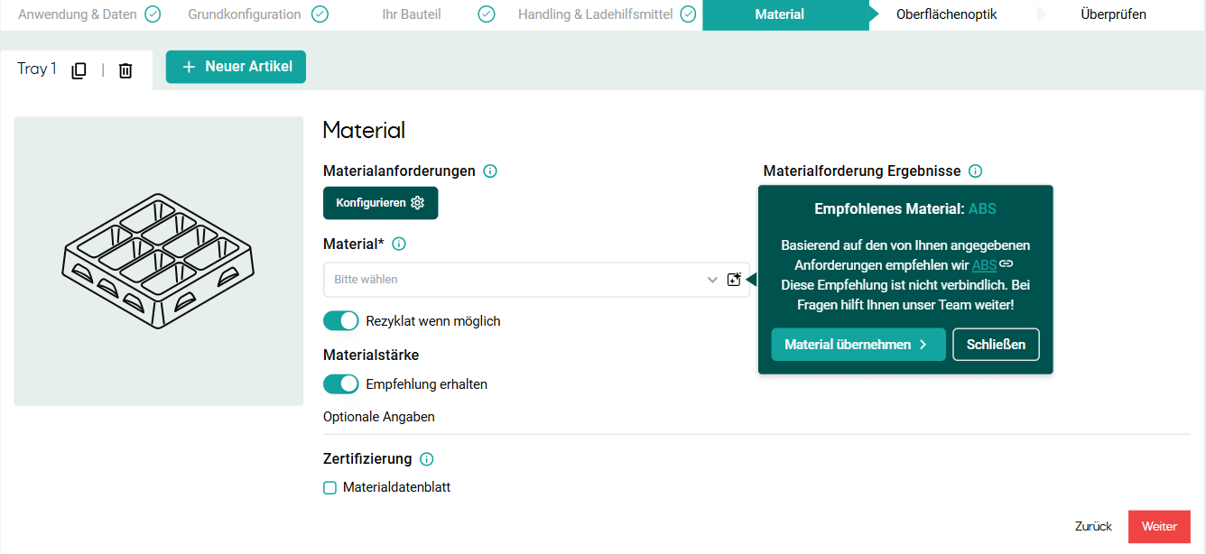 Ansicht des vierten Schritts beim neuen formary Konfigurator