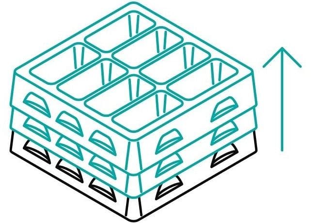 Effiziente Stapelung durch Werkstückträger