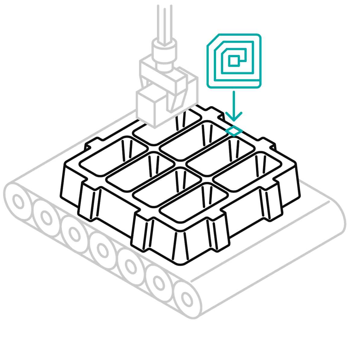 Integrierter Transponder am Tray zur Automatisierung der Produktion