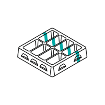 Kunststofftray mit Farbstreifen