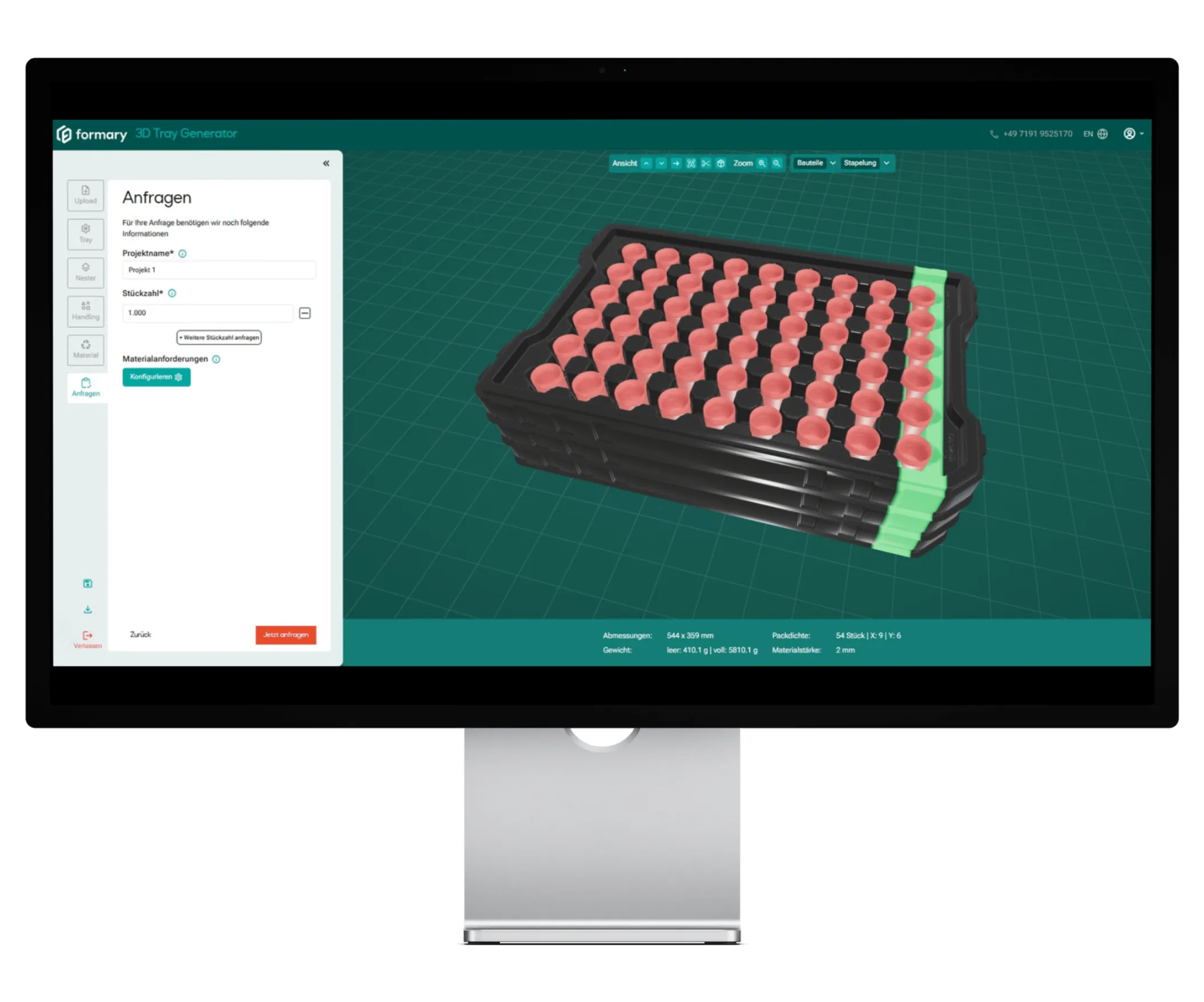 Stapelung der Tray im 3D Trays Viewer einstellen